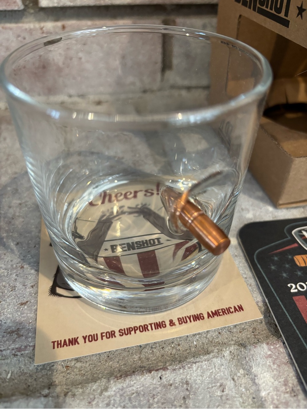 Whiskey Glass with Copper Bullet Accent